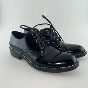 Women’s Wishbone Collection Black Patent Lace Up Oxfords Studded Welt Size 8.5